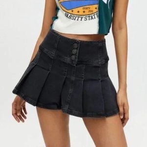 Urban Outfitters Black denim mini skirt with pleats